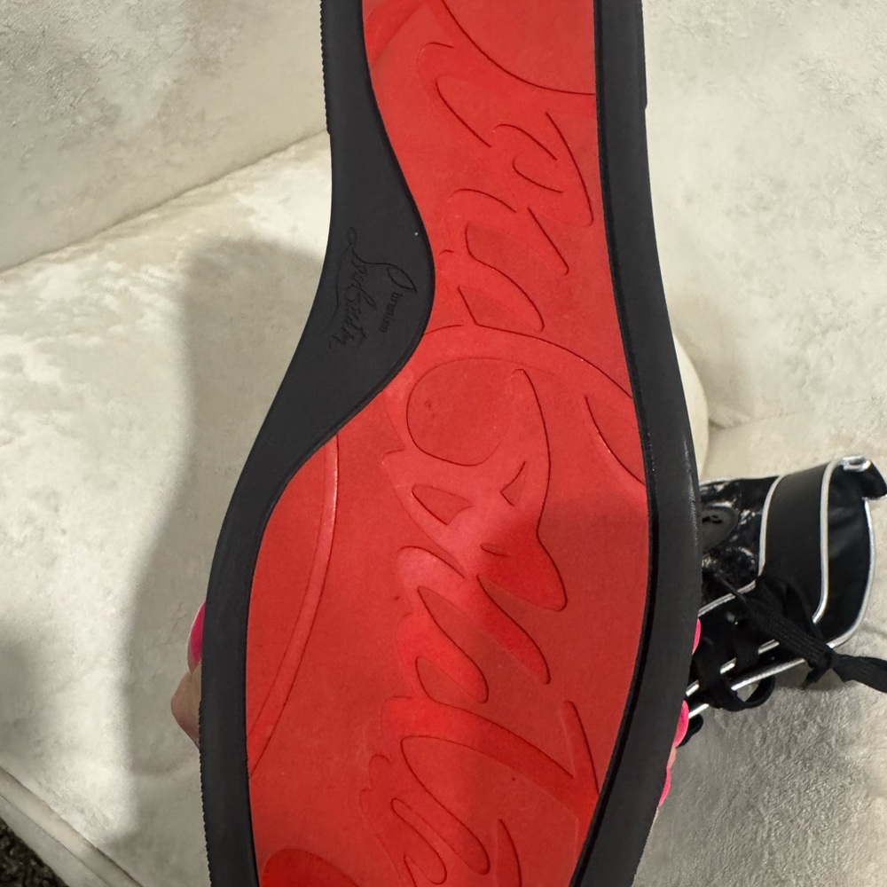 Christian Louboutin Black and Silver High-Top Sneakers - Picture 6 of 11